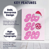 Pink Retro Ho Ho Ho Christmas Disco Typography Canvas Wall Art Print Decor Picture Ready to Hang