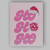 Pink Retro Ho Ho Ho Christmas Disco Typography Canvas Wall Art Print Decor Picture Ready to Hang
