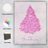 Sparkling Pink Christmas Tree Minimalist Festive Illustration Canvas Wall Art Print Decor Picture Ready to Hang