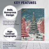Whimsical Pink Christmas Village Snowy Winter Landscape Canvas Wall Art Print Decor Picture Ready to Hang