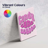 Retro Pink Candy Cane Season Typography Quote Canvas Wall Art Print Decor Picture Ready to Hang