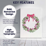 Watercolour Pink Berry Pinecone Christmas Wreath Canvas Wall Art Print Decor Picture Ready to Hang