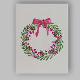 Watercolour Pink Berry Pinecone Christmas Wreath Canvas Wall Art Print Decor Picture Ready to Hang
