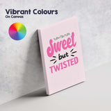 Pink Sweet But Twisted Christmas Typography Quote Canvas Wall Art Print Decor Picture Ready to Hang