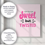 Pink Sweet But Twisted Christmas Typography Quote Canvas Wall Art Print Decor Picture Ready to Hang