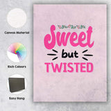 Pink Sweet But Twisted Christmas Typography Quote Canvas Wall Art Print Decor Picture Ready to Hang