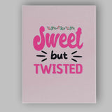 Pink Sweet But Twisted Christmas Typography Quote Canvas Wall Art Print Decor Picture Ready to Hang