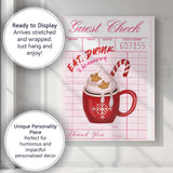 Festive Hot Chocolate Christmas Guest Check Typography Print Canvas Wall Art Print Decor Picture Ready to Hang