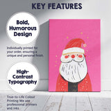 Cute Pink Santa Claus Minimalist Christmas Illustration Canvas Wall Art Print Decor Picture Ready to Hang