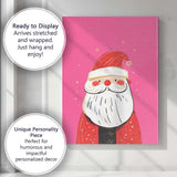 Cute Pink Santa Claus Minimalist Christmas Illustration Canvas Wall Art Print Decor Picture Ready to Hang