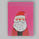 Cute Pink Santa Claus Minimalist Christmas Illustration Canvas Wall Art Print Decor Picture Ready to Hang