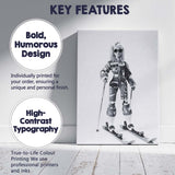 Monochrome Fashion Doll Skiing Winter Portrait Canvas Wall Art Print Decor Picture Ready to Hang