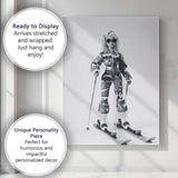 Monochrome Fashion Doll Skiing Winter Portrait Canvas Wall Art Print Decor Picture Ready to Hang