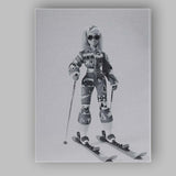 Monochrome Fashion Doll Skiing Winter Portrait Canvas Wall Art Print Decor Picture Ready to Hang