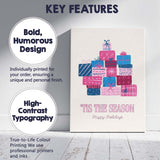 Retro Tis The Season Happy Holidays Gift Boxes Typography Canvas Wall Art Print Decor Picture Ready to Hang