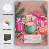 Cosy Christmas Coffee Gift Boxes Winter Watercolour Still Life Canvas Wall Art Print Decor Picture Ready to Hang