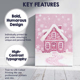 Pink Gingerbread House Snowflake Winter Wonderland Canvas Wall Art Print Decor Picture Ready to Hang