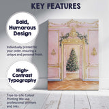 Elegant Pink And Gold Christmas Tree Palace Interior Canvas Wall Art Print Decor Picture Ready to Hang