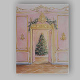 Elegant Pink And Gold Christmas Tree Palace Interior Canvas Wall Art Print Decor Picture Ready to Hang