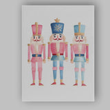 Pastel Pink And Blue Nutcracker Trio Watercolour Christmas Illustration Canvas Wall Art Print Decor Picture Ready to Hang