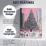 Modern City Christmas Tree Ice Skating Winter Scene Canvas Wall Art Print Decor Picture Ready to Hang