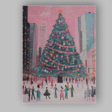 Modern City Christmas Tree Ice Skating Winter Scene Canvas Wall Art Print Decor Picture Ready to Hang