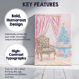 Luxury Pink Christmas Living Room Blue Festive Tree Canvas Wall Art Print Decor Picture Ready to Hang