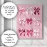 Luxury Pink Satin Ribbon Bow Collection Canvas Wall Art Print Decor Picture Ready to Hang