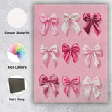 Luxury Pink Satin Ribbon Bow Collection Canvas Wall Art Print Decor Picture Ready to Hang