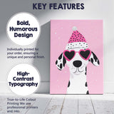 Cute Dalmatian Dog Pink Heart Sunglasses Christmas Portrait Canvas Wall Art Print Decor Picture Ready to Hang