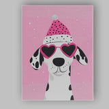 Cute Dalmatian Dog Pink Heart Sunglasses Christmas Portrait Canvas Wall Art Print Decor Picture Ready to Hang