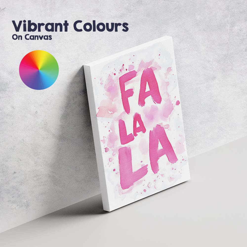 Pink Watercolour Fa La La Festive Typography Abstract Canvas Wall Art Print Decor Picture Ready to Hang