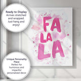 Pink Watercolour Fa La La Festive Typography Abstract Canvas Wall Art Print Decor Picture Ready to Hang