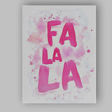 Pink Watercolour Fa La La Festive Typography Abstract Canvas Wall Art Print Decor Picture Ready to Hang