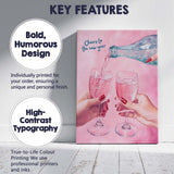 Cheers to the New Year Pink Champagne Toast Watercolour Celebration Canvas Wall Art Print Decor Picture Ready to Hang