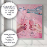 Cheers to the New Year Pink Champagne Toast Watercolour Celebration Canvas Wall Art Print Decor Picture Ready to Hang