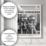 Monochrome Holiday Chronicles Sparkle Season Disco Ball Newspaper Canvas Wall Art Print Decor Picture Ready to Hang