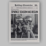 Monochrome Holiday Chronicles Sparkle Season Disco Ball Newspaper Canvas Wall Art Print Decor Picture Ready to Hang