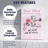 Pink Guest Check Eat Drink And Be Merry Cocktail Illustration Canvas Wall Art Print Decor Picture Ready to Hang