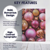 Luxury Pink And Gold Christmas Bauble Collection Canvas Wall Art Print Decor Picture Ready to Hang