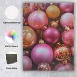 Luxury Pink And Gold Christmas Bauble Collection Canvas Wall Art Print Decor Picture Ready to Hang