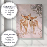 Adorable Winter Baby Deer Snowy Woodland Wildlife Canvas Wall Art Print Decor Picture Ready to Hang