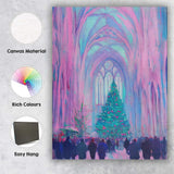 Pastel Cathedral Christmas Tree Festive Impressionist Painting Canvas Wall Art Print Decor Picture Ready to Hang