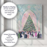 Grand Festive Christmas Tree Cathedral Winter Gathering Canvas Wall Art Print Decor Picture Ready to Hang