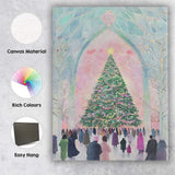 Grand Festive Christmas Tree Cathedral Winter Gathering Canvas Wall Art Print Decor Picture Ready to Hang