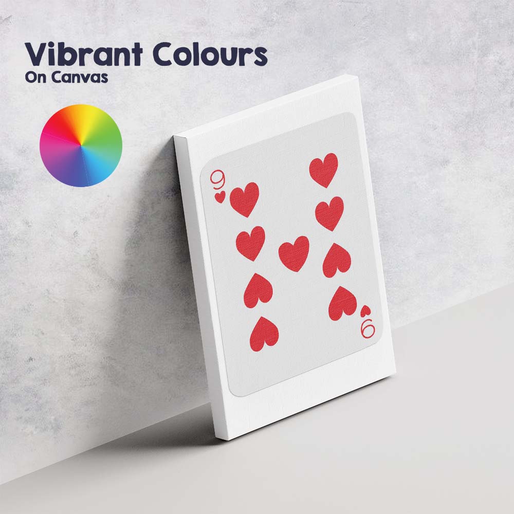 Minimalist Nine of Hearts Red Playing Card Modern Canvas Wall Art Print Decor Picture Ready to Hang