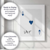 Minimalist Blue Ace of Hearts Lucky You Playing Card Canvas Wall Art Print Decor Picture Ready to Hang