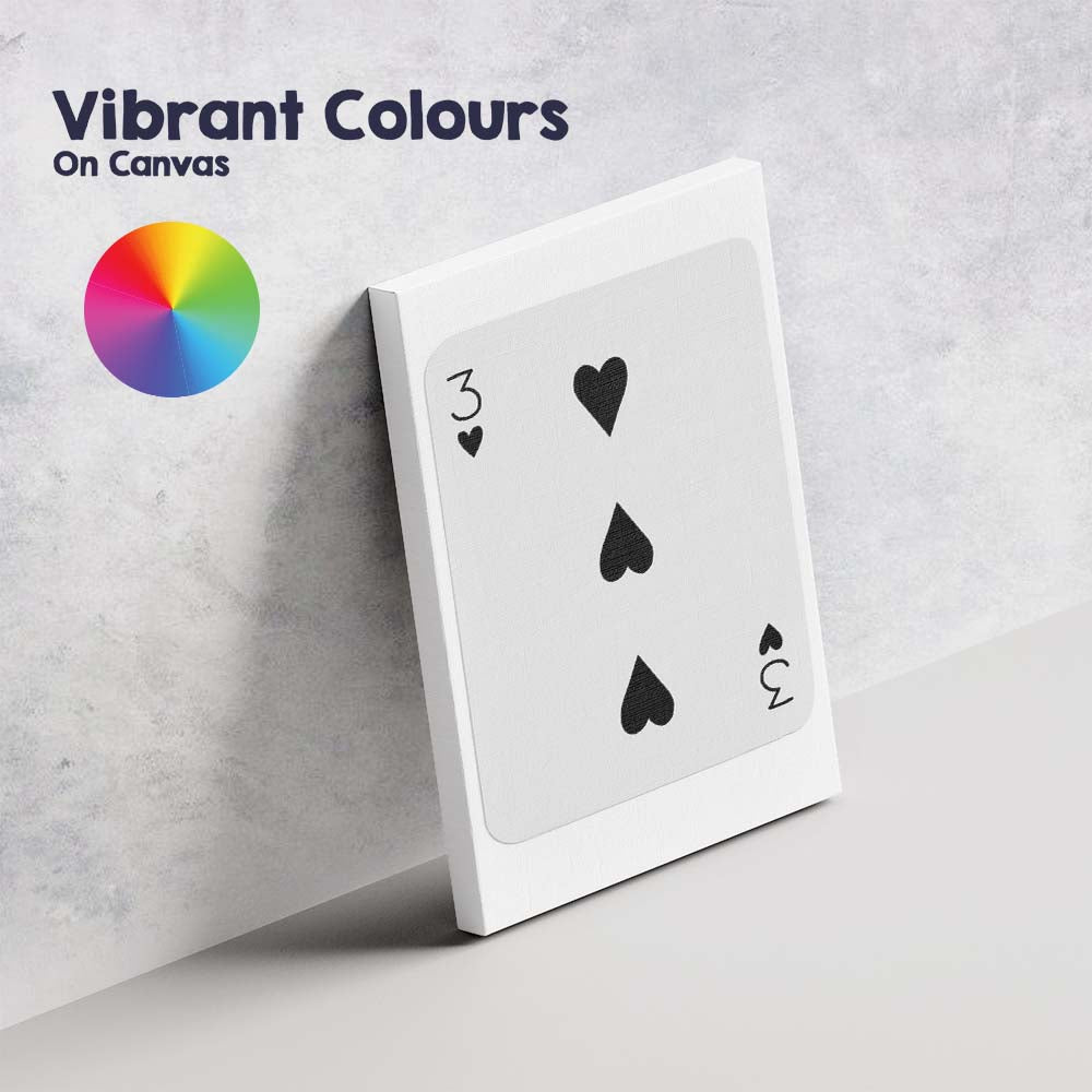 Minimalist Three of Hearts Playing Card Neutral Modern Canvas Wall Art Print Decor Picture Ready to Hang