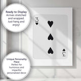 Minimalist Three of Hearts Playing Card Neutral Modern Canvas Wall Art Print Decor Picture Ready to Hang