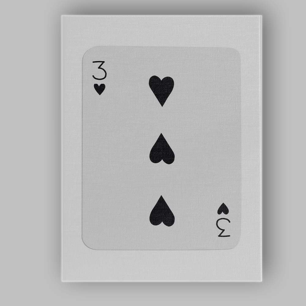 Minimalist Three of Hearts Playing Card Neutral Modern Canvas Wall Art Print Decor Picture Ready to Hang